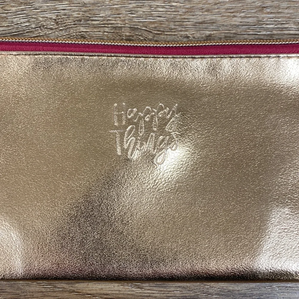 NEW Rose Gold “Happy Things” Zipper Pouch Case
